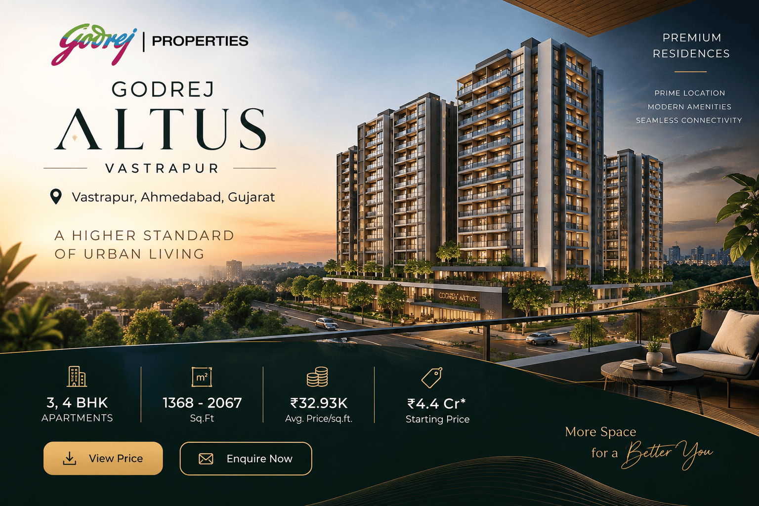 Godrej Altus Vastrapur residential project in Ahmedabad